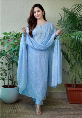 Claria Creation Embroidered Kurta, Trouser/Pant & Dupatta Set