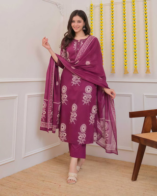 Mishree collection Embroidered Kurta, Palazzo & Dupatta Set