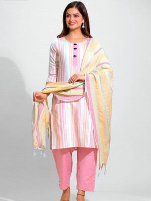 HOC's Striped Kurta, Trouser/Pant & Dupatta Set