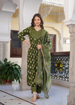 Hetvi Creation Printed Kurta, Trouser/Pant & Dupatta Set
