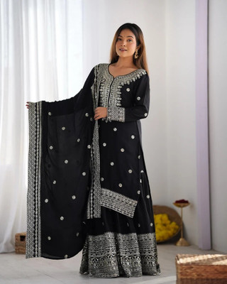 Radhe Fashion Embroidered Kurta, Sharara & Dupatta Set