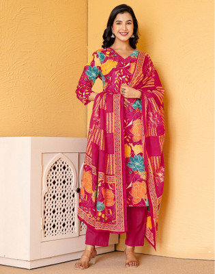 Skylee Floral Print Kurta, Salwar & Dupatta Set