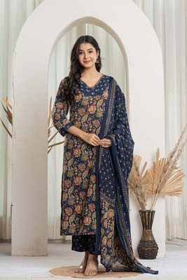 KOMAL ENTERPRISES Floral Print Kurta, Trouser/Pant & Dupatta Set