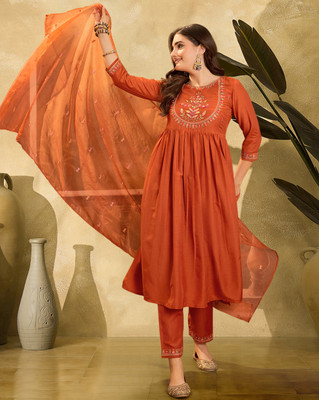 SheWill Embroidered Kurta, Trouser/Pant & Dupatta Set