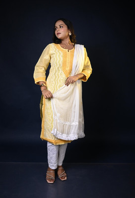 MALKIAT Embroidered Kurta, Trouser/Pant & Dupatta Set