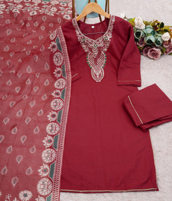 KRUPAFASHION Embroidered Kurta, Trouser/Pant & Dupatta Set