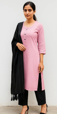 HOC's Striped Kurta, Trouser/Pant & Dupatta Set