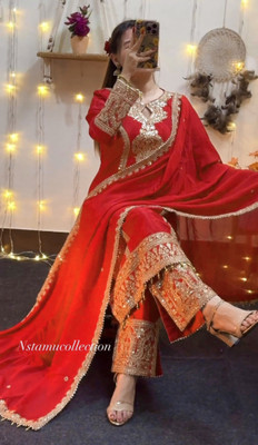 KH Embroidered Kurta, Salwar & Dupatta Set