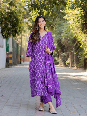NEW STYLISH Floral Print Kurta, Trouser/Pant & Dupatta Set