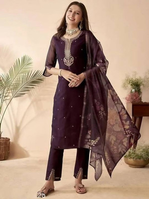 Riya Creation Embroidered Kurta, Trouser/Pant & Dupatta Set