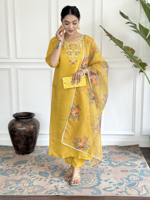 Dhruvil Impex Embroidered Kurta, Trouser/Pant & Dupatta Set