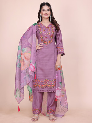 SHARARA CREATION Solid Kurta, Trouser/Pant & Dupatta Set
