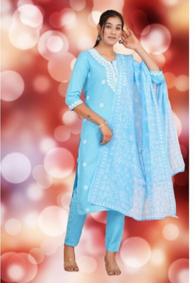 Jaipur fashion factory Embroidered Kurta, Trouser/Pant & Dupatta Set