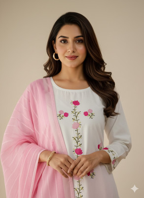 Disondiya Collections Embroidered Kurta, Trouser/Pant & Dupatta Set