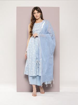 Jompers Printed Kurta, Palazzo & Dupatta Set
