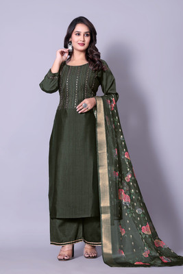 SoshrepCreation Self Design Kurta, Palazzo & Dupatta Set