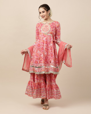 INDOKASH Indi Self Design Kurta, Sharara & Dupatta Set