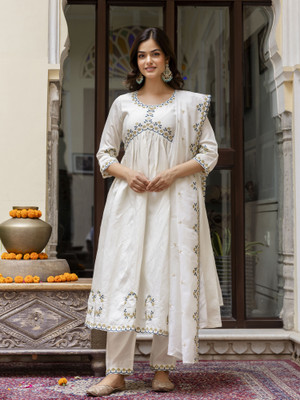 Trendmalls Embroidered Kurta, Trouser/Pant & Dupatta Set