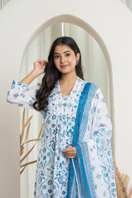 KOMAL ENTERPRISES Floral Print Kurta, Trouser/Pant & Dupatta Set