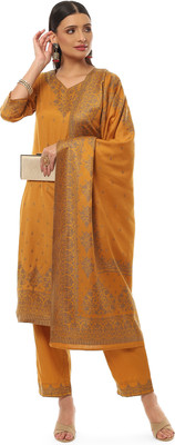 RANGRITI Solid Kurta, Palazzo & Dupatta Set