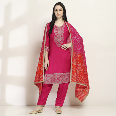 RANGRITI Solid Kurta, Trouser/Pant & Dupatta Set
