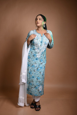 MALKIAT Embroidered Kurta, Trouser/Pant & Dupatta Set