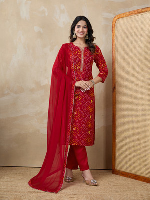 RAS RANI FASHION Polka Print Kurta, Patiala & Dupatta Set