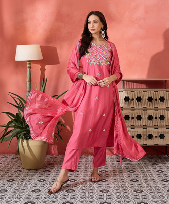 Sangria Floral Print Kurta, Salwar & Dupatta Set