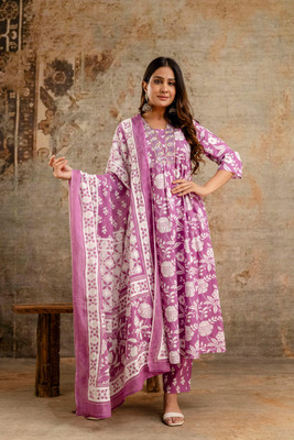 krisha creation Printed Anarkali Kurta, Bottom & Dupatta Set