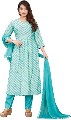 chehek trends Striped Kurta, Trouser/Pant & Dupatta Set