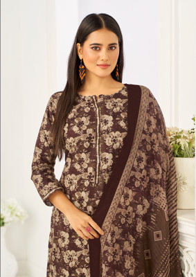 Larqi Floral Print Kurta, Trouser/Pant & Dupatta Set