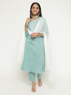 Angkor Embroidered Kurta, Trouser/Pant & Dupatta Set