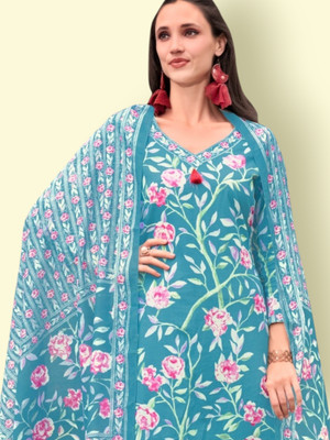 Simmu Floral Print Kurta, Trouser/Pant & Dupatta Set