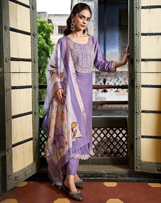 HOC's Embroidered Kurta, Trouser/Pant & Dupatta Set