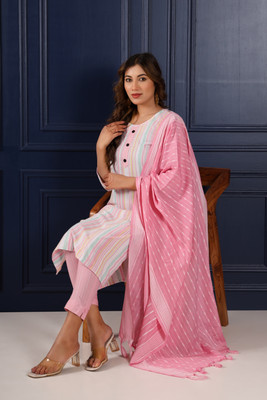 Fems Embroidered Kurta, Trouser/Pant & Dupatta Set