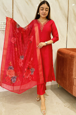 LIZORD FAB Embroidered Kurta, Trouser/Pant & Dupatta Set