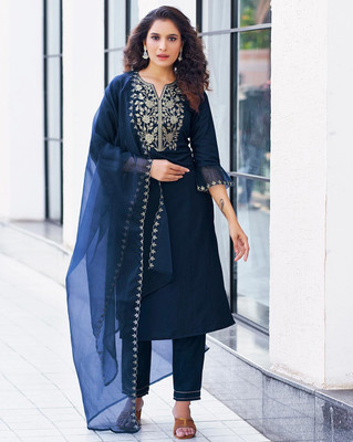 JAINICA Embroidered Kurta, Trouser/Pant & Dupatta Set