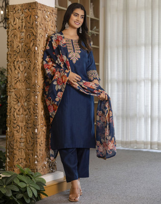 Skylee Embellished, Embroidered, Self Design Kurta, Trouser/Pant & Dupatta Set
