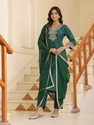 Zinat Women Kurti Palazzo Dupatta Set