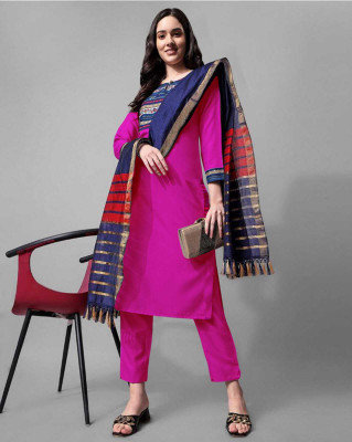 CreationRajvi Solid Kurta, Trouser/Pant & Dupatta Set