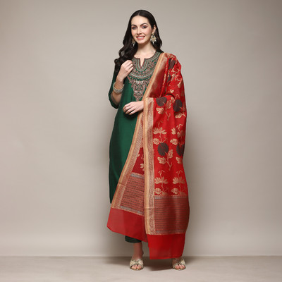 BIBA Embroidered Kurta, Trouser/Pant & Dupatta Set