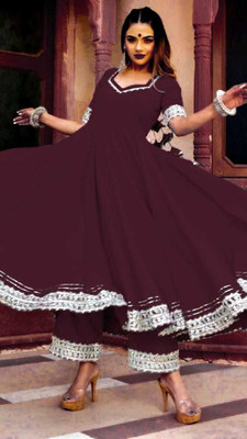 HEBA CREATION Solid Anarkali Kurta, Bottom & Dupatta Set