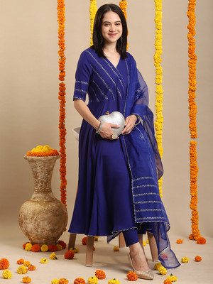 Anni Designer Solid Kurta, Palazzo & Dupatta Set