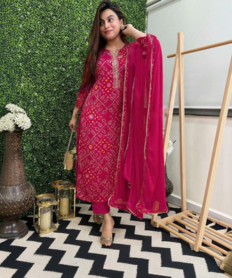 Ambrosia retail Printed, Embroidered Kurta, Trouser/Pant & Dupatta Set