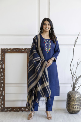 Chafi Collection Embroidered Kurta, Trouser/Pant & Dupatta Set