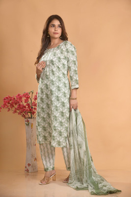 Mamta Jr Fashion Floral Print Kurta, Trouser/Pant & Dupatta Set