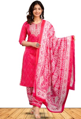 RaghviFab Embroidered Kurta, Trouser/Pant & Dupatta Set