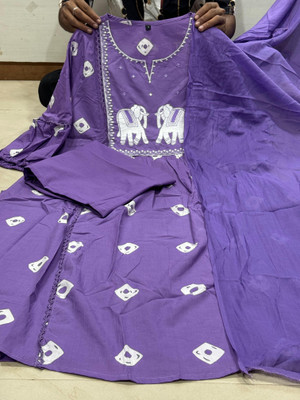 Clothonus Printed Kurta, Palazzo & Dupatta Set