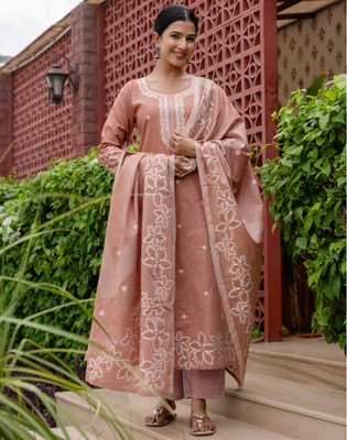 Skylee Printed, Woven Kurta, Trouser/Pant & Dupatta Set