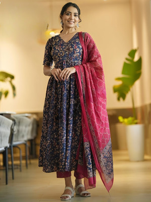 PRAVIK Printed Kurta, Palazzo & Dupatta Set